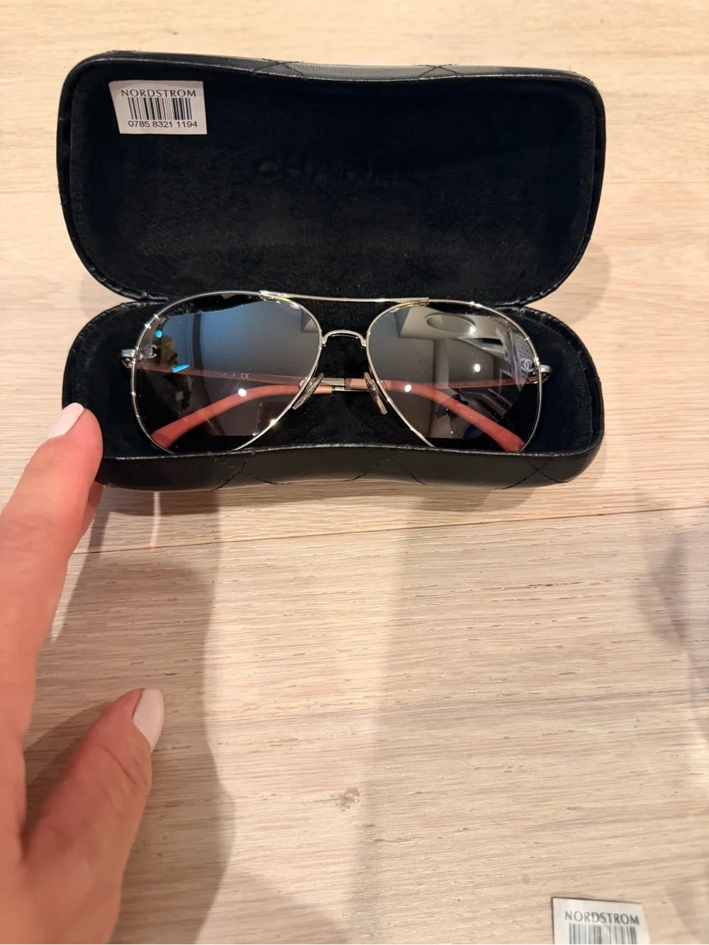 CHANEL Authentic Gold Frame Sunglasses with Rose Lenses